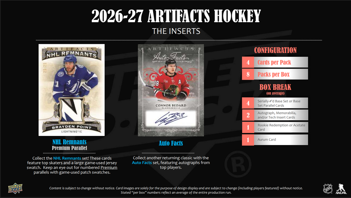 2026-27 Upper Deck NHL Artifacts – Hobby Booster Box