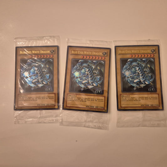 3x Yu-Gi-Oh! Blue-Eyes White Dragon JMP-EN001 Limited Edition Inplastade