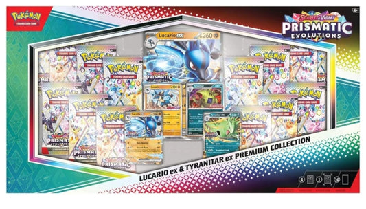 Pokémon TCG: Scarlet & Violet – Prismatic Evolutions Lucario ex & Tyranitar ex Premium Collection